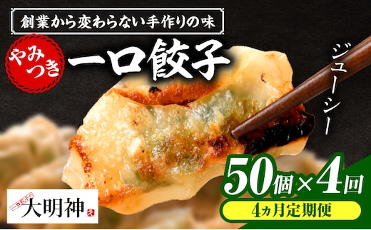 【4回定期便】一口餃子 50 個入りタレ１個（3か月に1回お届け）