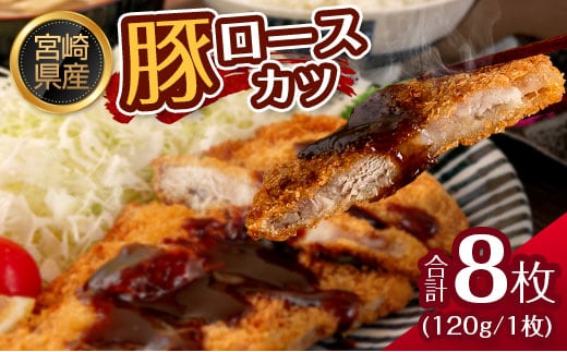 宮崎県産 豚ロースカツ 衣付き（120g×8枚） 国産 時短 簡単 調理 トンカツ 肉 おかず【B639】
