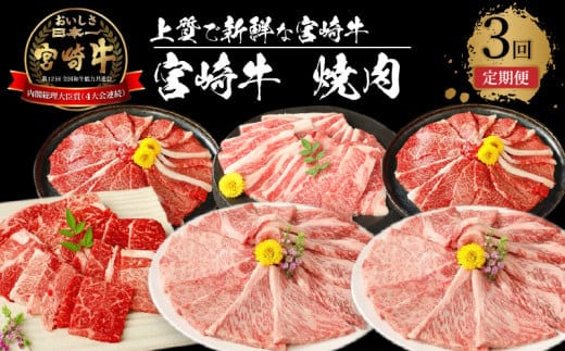 宮崎牛 焼肉3回定期便 K18_T013_7