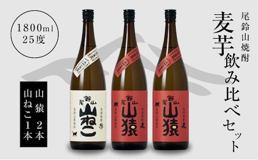 焼酎尾鈴山（山ねこ1本・山猿2本）各1800ml K09_0030_1