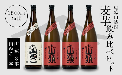 焼酎尾鈴山（山ねこ1本・山猿3本）各1800ml K09_0035_3