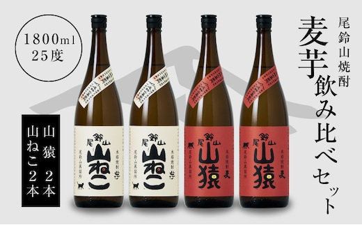 焼酎尾鈴山（山ねこ2本・山猿2本）各1800ml K09_0037_3