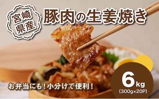 簡単調理 宮崎県産豚肉の生姜焼き 6kg（300g×20P）K16_0148