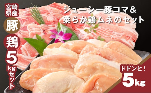 宮崎県産豚2kg・鶏ムネ3kg 計5kgセット K16_0015_10