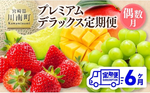 【 全6回定期便 】 プレミアム デラックス 定期便 【偶数月】 【 川南町産 いちご 完熟 マンゴー ぶどう シャイン マスカット メロン 】[B11703t6]