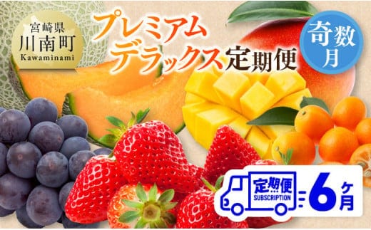 【 全6回定期便 】 プレミアム デラックス 定期便 【奇数月】 【 川南町産 きんかん いちご 完熟 マンゴー ぶどう ピオーネ 赤肉 メロン 】[D11716t6]