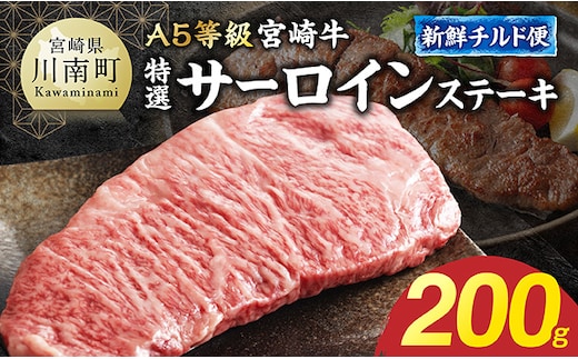【A5等級】【新鮮チルド便】宮崎牛特選サーロインステーキ 200g 【 お肉 ステーキ 和牛 牛肉 宮崎牛 A5 】 [B13204]