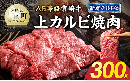 【A5等級】【新鮮チルド便】宮崎牛上カルビ焼肉 300g 【 お肉 焼肉 和牛 牛肉 宮崎牛 A5 】 [B13201]