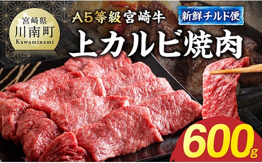 【A5等級】【新鮮チルド便】宮崎牛上カルビ焼肉 600g 【 お肉 焼肉 和牛 牛肉 宮崎牛 A5 】 [B13202]