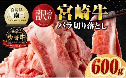 【訳あり】宮崎牛バラ切り落とし600g(300g×2) 【 牛肉 牛 肉 宮崎牛 牛バラ 切り落とし 牛丼 カレー 訳あり 送料無料 】 [B00621]
