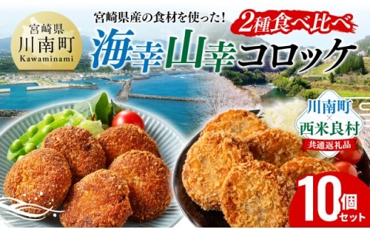 宮崎県産の食材を使った！海幸山幸コロッケ2種食べ比べ 計10個 【 コロッケ 肉 魚 野菜 】[B01701]
