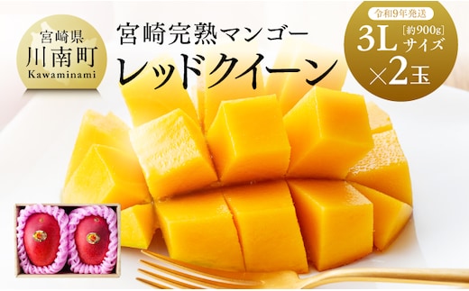 【令和9年発送】宮崎県産完熟マンゴー 「レッドクイーン」3L×2玉 【 果物 フルーツ マンゴー 宮崎県産 完熟マンゴー みやざきマンゴー 先行予約 数量限定 期間限定 】［B03217］