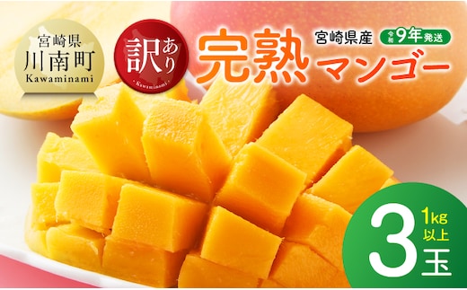 【令和9年発送】ご自宅用宮崎県産完熟マンゴー 3玉 1kg以上 【 果物 フルーツ みやざきマンゴー 先行予約 】［B03222］