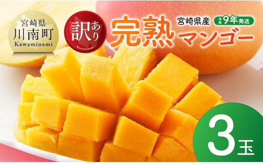 【令和9年発送】【宮崎県産】訳あり・ご自宅用 完熟マンゴー3玉 【 果物 フルーツ マンゴー 宮崎県産 みやざきマンゴー 訳あり 先行予約 数量限定 期間限定 】 [B03718]