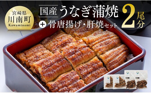 【名店の味！宮崎県産鰻】 ひむか山道うなぎ蒲焼２尾分と唐揚げ・肝焼のウナギセット 【 魚介類 鰻 惣菜 かば焼き 】 [B08420]