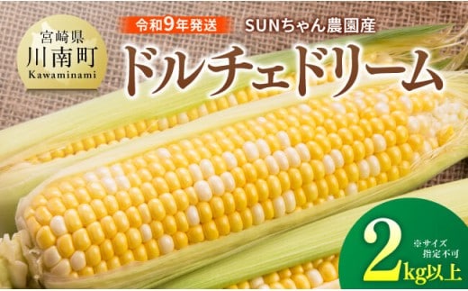 【令和9年発送】SUNちゃん農園産「ドルチェドリーム2kg以上（サイズ指定不可）」 【 とうもろこし ドルチェドリーム トウモロコシ 令和9年発送 数量限定 期間限定 】 [B13102]