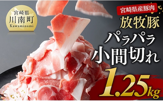 【小分け！】宮崎県産豚肉 放牧豚パラパラこま切れ1.25kg（250g×5袋）【 豚肉 豚 肉 小間切れ 細切れ 炒め物 】[C08104]