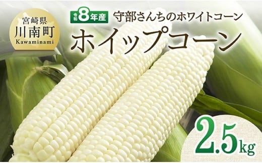 【令和8年発送】宮崎県産とうもろこし 守部さんちのホワイトコーン「ホイップコーン」2.5kg 【 とうもろこし ホワイトコーン トウモロコシ ホイップコーン 令和8年発送 先行予約 数量限定 期間限定 】 [C06411]