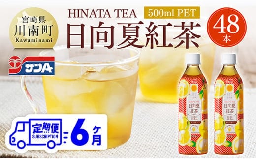 【6ヶ月定期便】サンA 日向夏 紅茶 HINATA TEA 500mlＰＥＴ 24本 入り × 2ケース 【飲料 日向夏 紅茶 PET ジュース 長期保存 送料無料】 [C03014t6]