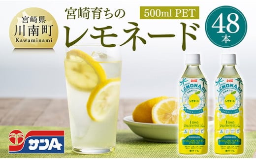 サンA宮崎育ちのレモネード500mlＰＥＴ 24本入り×2ケース【飲料類 栄養機能食品 レモン 檸檬 マルチビタミン配合 セット ジュース PET 長期保存 備蓄 送料無料 】[C03016]