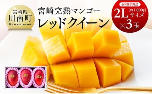 【令和8年発送】宮崎県産完熟マンゴー 「レッドクイーン」2L×3玉 【 果物 フルーツ マンゴー 宮崎県産 完熟マンゴー みやざきマンゴー 先行予約 数量限定 期間限定 】［C03211］