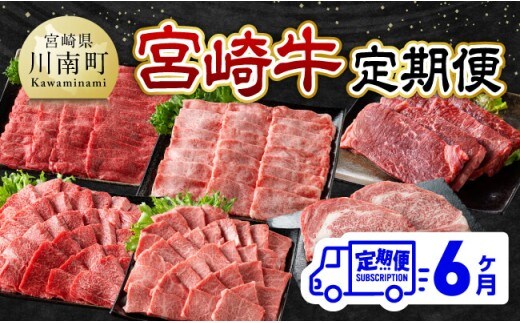 【6ヶ月定期便】宮崎牛定期便【 肉 牛肉 国産 宮崎県産 宮崎牛 黒毛和牛 和牛 焼肉 BBQ すき焼き しゃぶしゃぶ 焼きしゃぶ 4等級 A4ランク 肩ロース ウデ モモ 】［C11122t6］