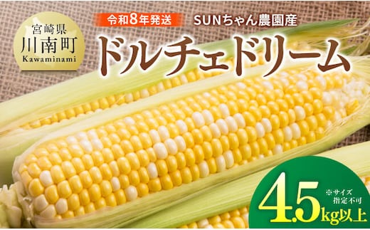【令和８年発送】SUNちゃん農園産「ドルチェドリーム4.5kg以上（サイズ指定不可）」【 とうもろこし ドルチェドリーム トウモロコシ 令和8年発送 数量限定 期間限定 】 [C13101]