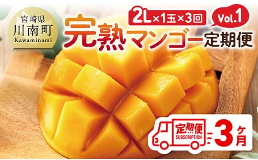 【3ヶ月定期便】完熟マンゴー定期便Vol.1 【 川南町産 くだもの マンゴー 】[C11706t3]