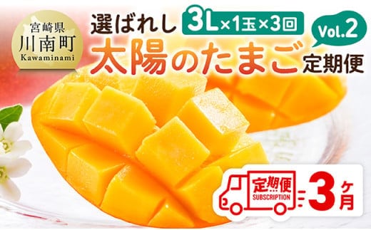 【3ヶ月定期便】選ばれし太陽のたまご定期便Vol.2 【 川南町産 くだもの マンゴー 】[C11709t3]