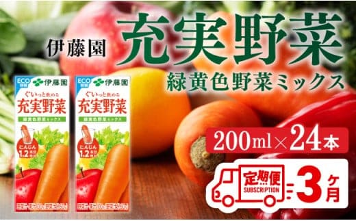 伊藤園 充実野菜 緑黄色野菜ミックス（紙パック）200ml×24本【3ヶ月定期便】 【 全3回 伊藤園 飲料類 野菜ジュース 野菜 ジュース ミックスジュース 飲みもの 】[D07321t3]