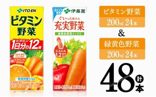 ビタミン野菜(紙)24本＋緑黄色野菜(紙)24本 【 伊藤園 飲料類 野菜 緑黄色野菜 ビタミン野菜 ジュース セット 詰め合わせ 飲みもの 】[D07372]