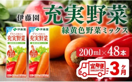 伊藤園 充実野菜 緑黄色野菜ミックス（紙パック）200ml×48本【3ヶ月定期便】 【 全3回 伊藤園 飲料類 野菜ジュース 野菜 ジュース ミックスジュース 飲みもの 】[D07322t3]