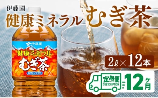 【12ケ月定期便】 伊藤園 健康ミネラル むぎ茶 2L×6本×2ケースPET 【 飲料類 ソフトドリンク 水分補給 お茶 麦茶 ペットボトル 】 宮崎県川南町 [D07359t12]