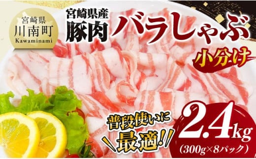 【小分け】宮崎県産豚肉バラしゃぶ2.4kg 【 豚肉 豚 肉 宮崎県産 小分け パック 送料無料 】[C11617]