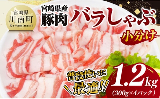 【小分け】宮崎県産豚肉バラしゃぶ1.2kg【 豚肉 豚 肉 宮崎県産 豚バラ しゃぶしゃぶ 小分け パック 送料無料 】[C11618]