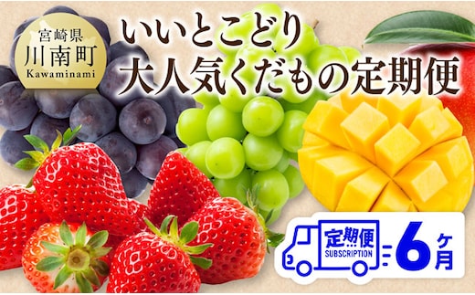 【 全6回定期便 】 【いいとこどり】 大人気 くだもの 定期便 【 川南町産 いちご 完熟 マンゴー ぶどう ビオーネ シャイン マスカット 】[D11704t6]