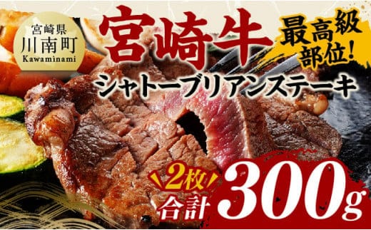 宮崎牛シャトーブリアンステーキ2枚 合計300ｇ【 肉 牛肉 国産 黒毛和牛 宮崎牛 ステーキ シャトーブリアン 宮崎県 川南町 】［D11406］