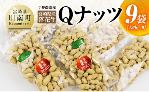 今井農園産 落花生「Qナッツ」9袋（130g×9）【 ピーナッツ おつまみ 国産 宮崎県産 】[C03403]