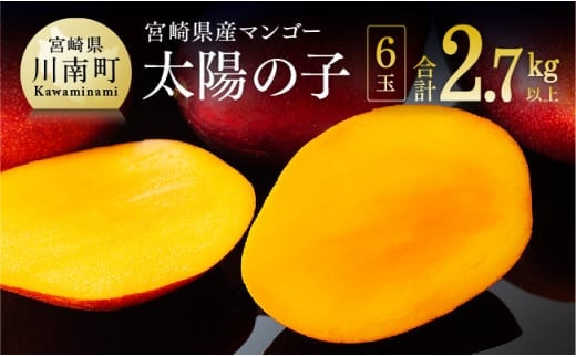 【令和8年発送】宮崎マンゴー 太陽の子６玉（2.7kg以上） 【 果物 フルーツ マンゴー 宮崎県産 みやざきマンゴー 】 [C06703]