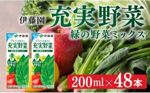 伊藤園 充実野菜 緑の野菜ミックス（紙パック）200ml×48本 【 伊藤園 飲料類 野菜ジュース 野菜 ジュース ミックスジュース 飲みもの 】［E7349］