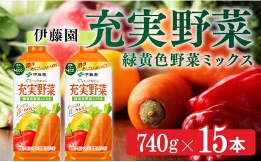 伊藤園 充実野菜 緑黄色野菜ミックス 740g×15本 ペットボトル 【 飲料類 ソフトドリンク 野菜ジュース 】 宮崎県川南町［E7317］