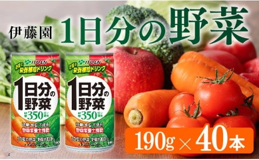 伊藤園 1日分の野菜 190g 40本（缶20本入り×２ケース） 【 飲料類 ソフトドリンク 野菜ジュース 】 宮崎県川南町［E7338］