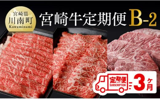 【定期便】宮崎牛３ヶ月定期便Ｂ‐２(ウデスライス/モモ焼肉/ミスジステーキ)【 国産 九州産 肉 牛 宮崎県産 牛肉 黒毛和牛 ミヤチク 全3回 】［D00678t3］