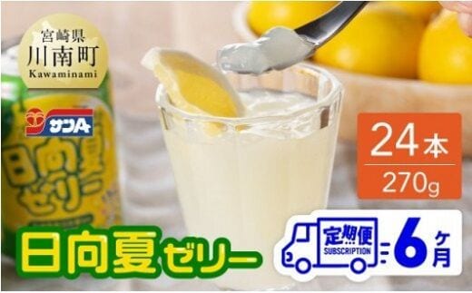 【6ヶ月 定期便 】サンA 日向夏ゼリー 缶（270g×24本）【 全6回 飲料類 ゼリー飲料 ジュース ゼリー 日向夏果汁 ピューレ 缶 セット 長期保存 備蓄 送料無料 】[F3005-t6]