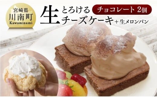 『押川春月堂本店』とろける生チーズケーキセット（チョコ×２個）【 生メロンパン ケーキ 焼菓子 お菓子 スイーツ 】[G2704]