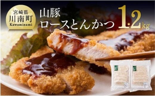 パン粉付きで揚げるだけ！山豚ロースとんかつ 1.2kg(120ｇ×10枚)【 肉 豚肉 肉加工品 惣菜 】 宮崎県川南町 [G7505]