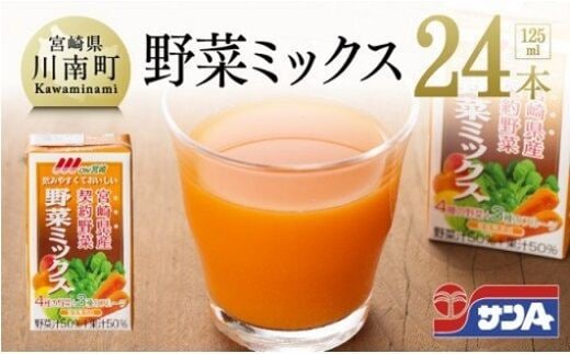 サンA 野菜ミックス 125ml×24本セット 【 飲料類 ソフトドリンク 野菜ジュース 】 宮崎県川南町 [F3014]