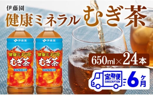 【6ヶ月定期便】健康ミネラル むぎ茶650ml×24本 【 飲料類 ソフトドリンク 水分補給 お茶 麦茶 ペットボトル 】 [D07357t6]