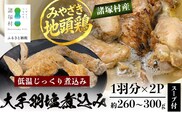 みやざき地頭鶏 大手羽の塩煮込み 1羽分×2P 常温｜鶏肉 地鶏 炭火焼 備長炭 塩煮込み 晩酌 おかず 惣菜 大手羽 コラーゲン 郷土料理 じとっこ 興洋開発株式会社 宮崎県 諸塚村 KY-20