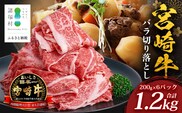宮崎牛 バラ切り落とし 計1.2㎏（約200g×6P）冷凍｜国産 牛肉 お肉 バラ肉 切り落とし スライス ブランド牛 高級 株式会社エムファーム 宮崎県 諸塚村 MF-05